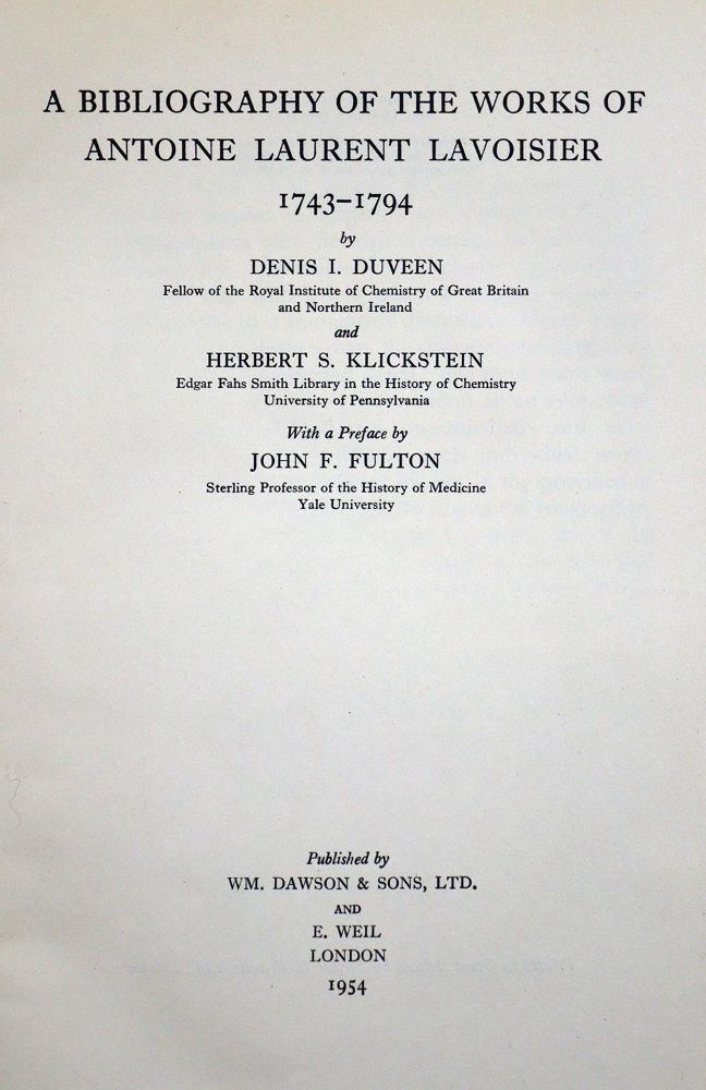 Große Abbildung Nr.1: 127-116 Duveen,D.I. u. H.S.Klickstein.: (Aus der Sammlung Professor Dr.Dr.Johannes Büttner Teil 1)