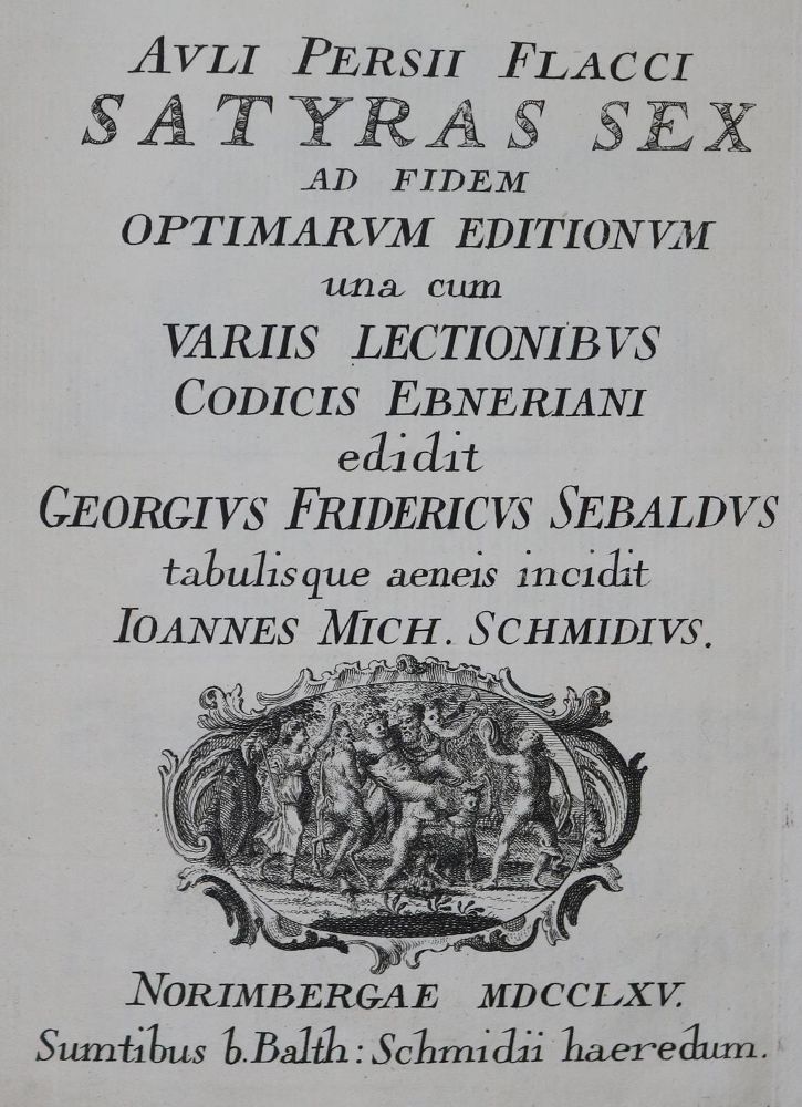 Große Abbildung Nr.1: 127-1278 Persius Flaccus, A.: (Literatur und illustrierte Bücher bis 19.Jahrhundert)