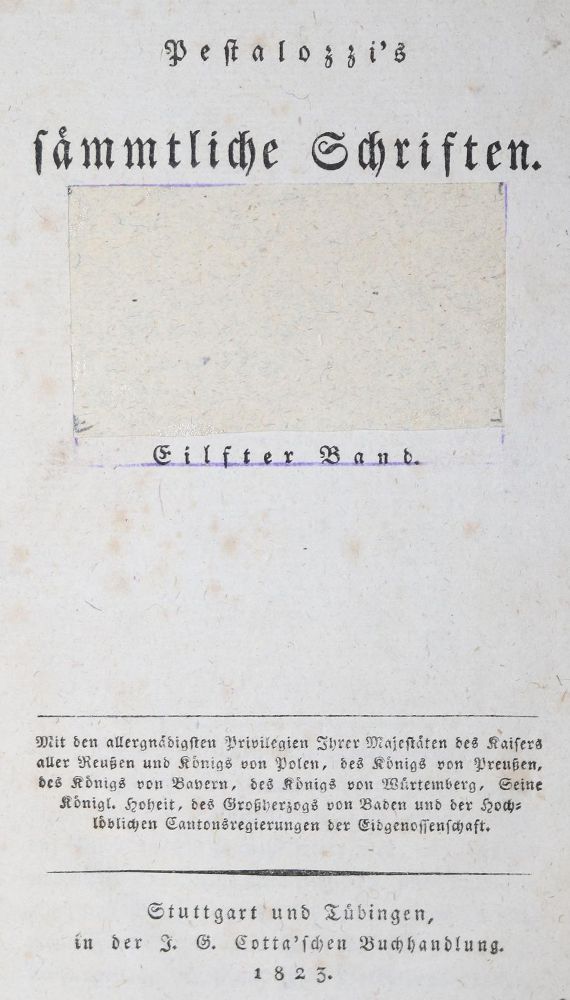 Große Abbildung Nr.2: 127-1279 Pestalozzi,(J.H.).: (Literatur und illustrierte Bücher bis 19.Jahrhundert)
