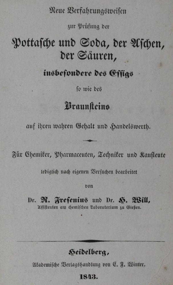 Große Abbildung Nr.1: 127-138 Fresenius,R. u. H.Will.: (Aus der Sammlung Professor Dr.Dr.Johannes Büttner Teil 1)