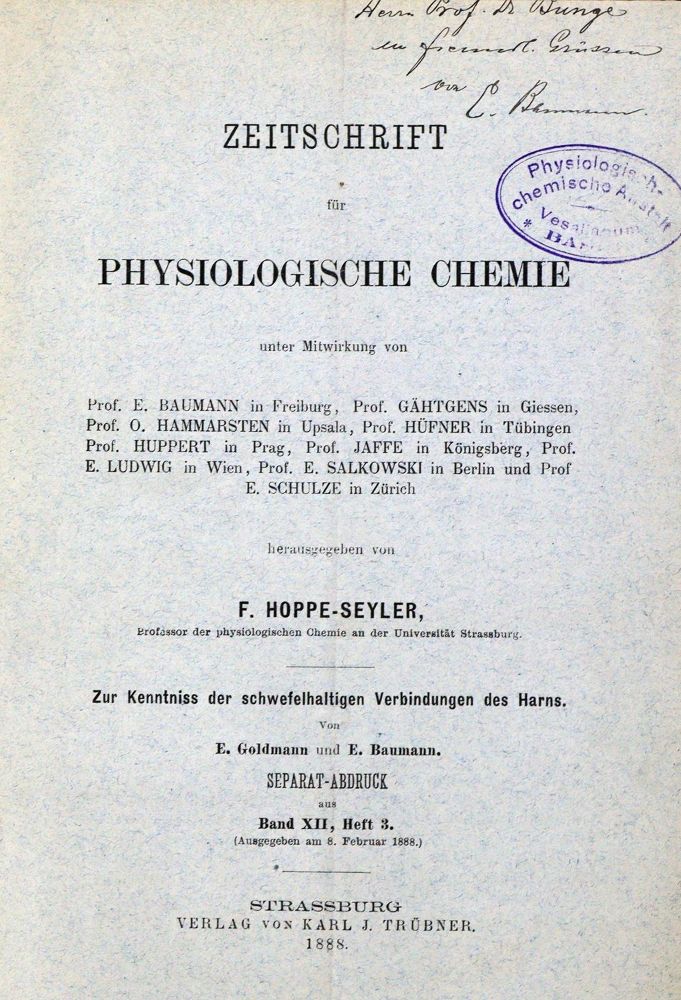 Große Abbildung Nr.1: 127-14 Baumann,E.: (Aus der Sammlung Professor Dr.Dr.Johannes Büttner Teil 1)