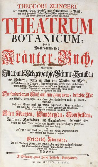Große Abbildung Nr.1: 127-1473 Zwinger,T.: (Botanik, Kräuterbücher)