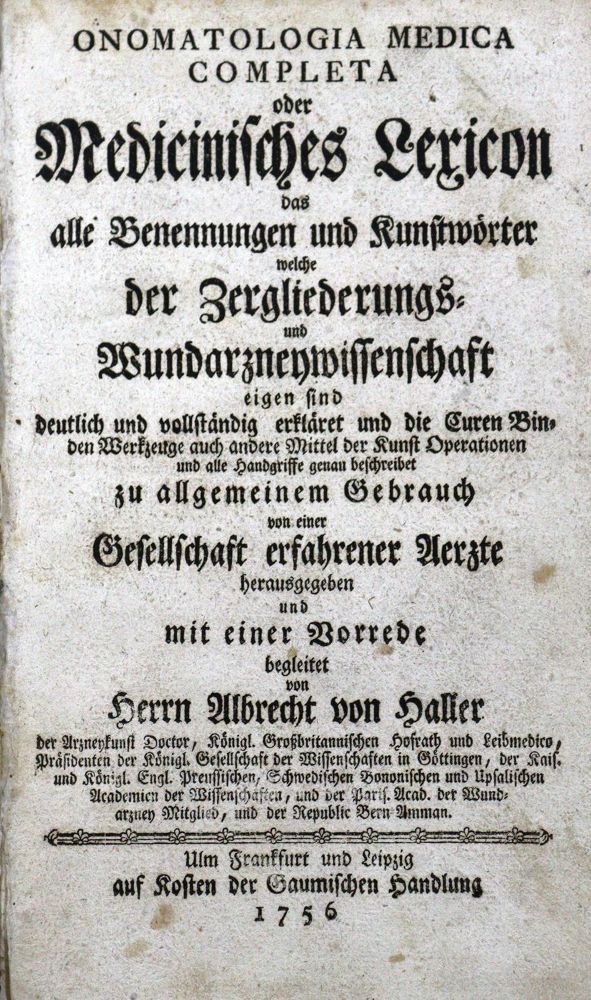 Große Abbildung Nr.1: 127-1500 Onomatologia medica completa: (Medizin)