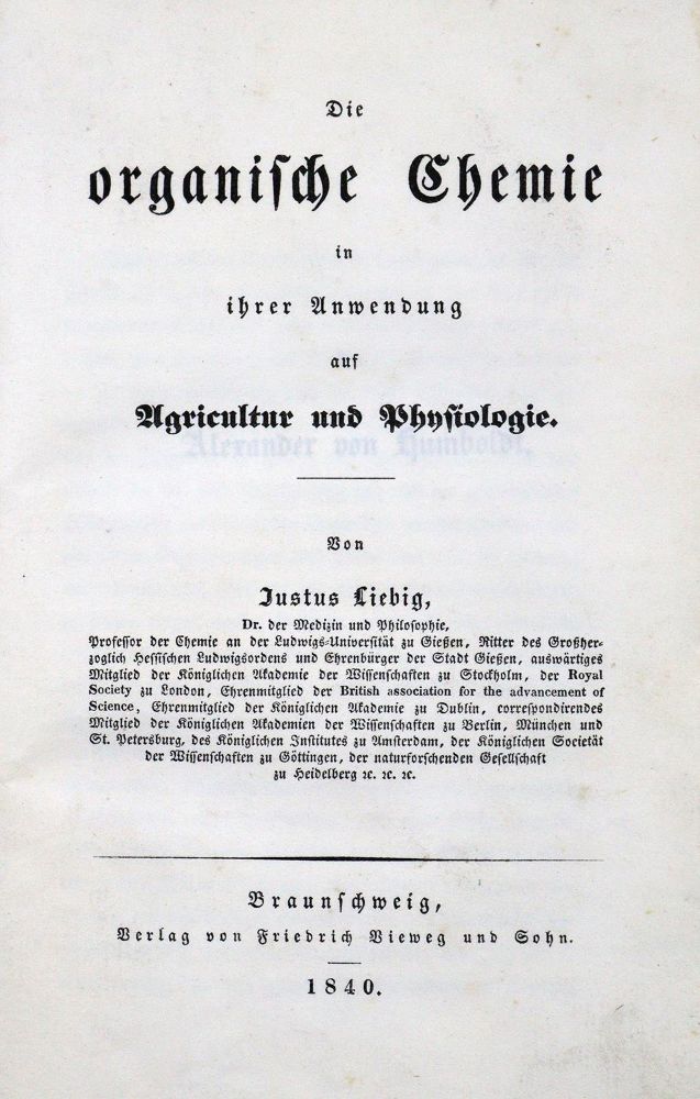 Große Abbildung Nr.1: 127-1541 Liebig,J.v.: (Verschiedene Gebiete - Varia, Chemie)