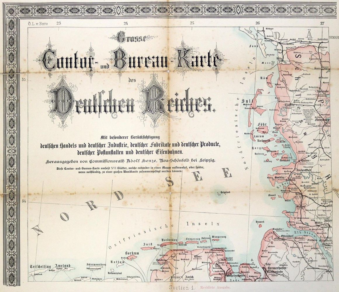 Große Abbildung Nr.3: 127-1545 "Grosse Contor- und Bureau-Karte des Deutschen Reiches".: (Verschiedene Gebiete - Varia, Eisenbahn)