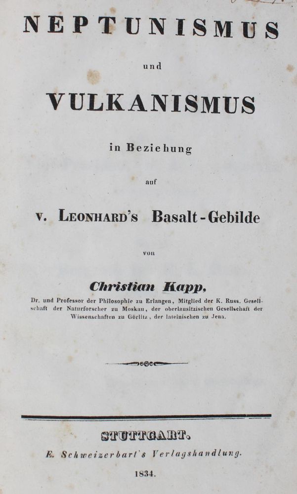 Große Abbildung Nr.1: 127-1548 Kapp,Ch.: (Verschiedene Länder - Geschichte, Geologie - Mineralogie u. Paläontologie)