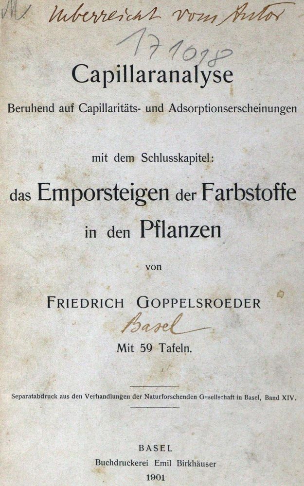 Große Abbildung Nr.2: 127-163 Goppelsroeder,F.: (Aus der Sammlung Professor Dr.Dr.Johannes Büttner Teil 1)