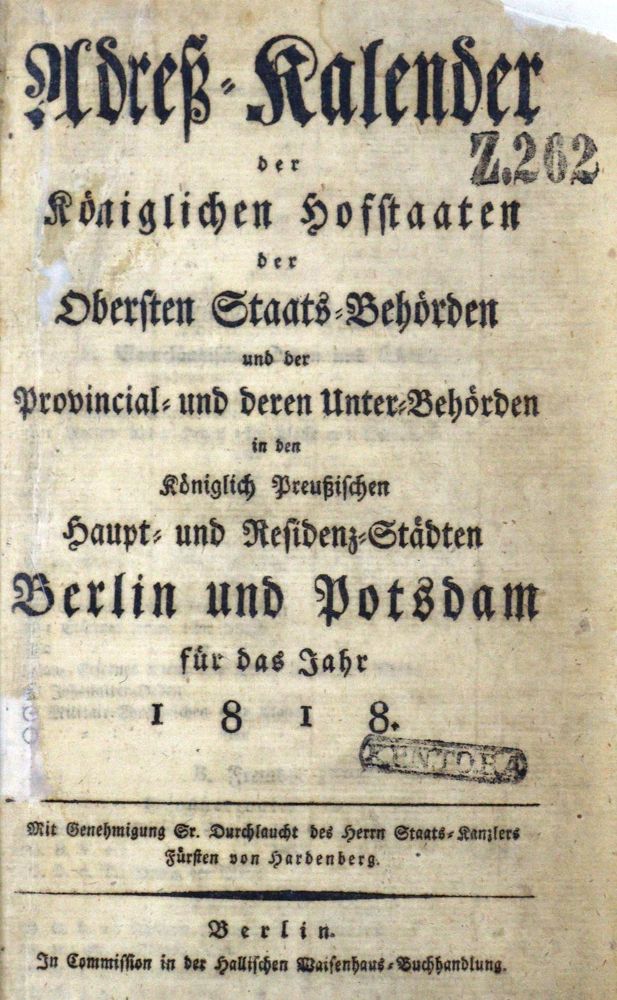 Große Abbildung Nr.1: 127-1635 Adreß-Kalender: (Deutschland, Berlin)
