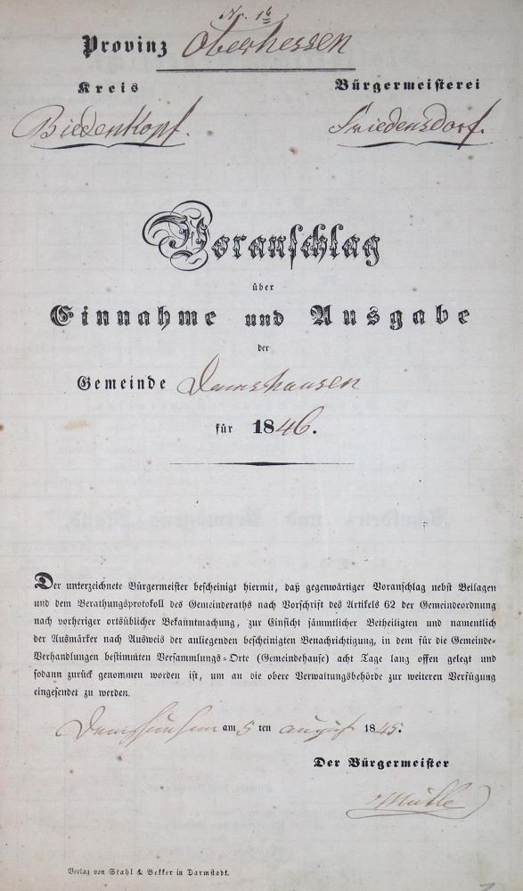 Große Abbildung Nr.1: 127-1658 Damshausen.: (Deutschland, Handschriften)