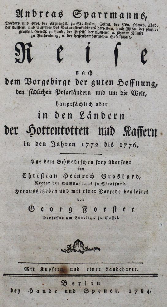 Große Abbildung Nr.2: 127-1807 Sparrmann,A.: (Verschiedene Länder - Geschichte)