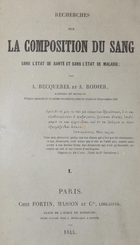 Große Abbildung Nr.1: 127-20 Becquerel,A. u. A.Rodier.: (Aus der Sammlung Professor Dr.Dr.Johannes Büttner Teil 1)