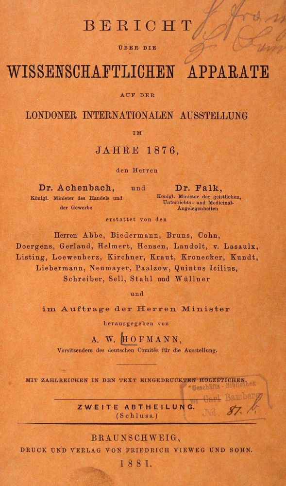 Große Abbildung Nr.2: 127-202 Hofmann,A.W. (Hrsg.).: (Aus der Sammlung Professor Dr.Dr.Johannes Büttner Teil 1)