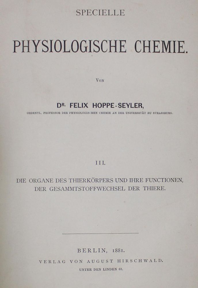 Große Abbildung Nr.1: 127-204 Hoppe-Seyler,F.: (Aus der Sammlung Professor Dr.Dr.Johannes Büttner Teil 1)