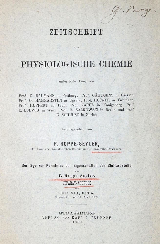 Große Abbildung Nr.1: 127-205 Hoppe-Seyler,F.: (Aus der Sammlung Professor Dr.Dr.Johannes Büttner Teil 1)
