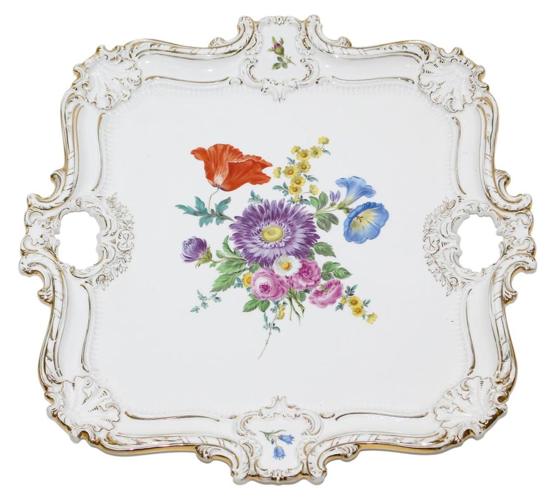 Große Abbildung Nr.1: 127-2086 Meissen Prunktablett: (Porzellan u. Keramik, Meissen)