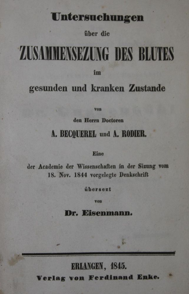 Große Abbildung Nr.1: 127-21 Becquerel,A. u. A.Rodier.: (Aus der Sammlung Professor Dr.Dr.Johannes Büttner Teil 1)