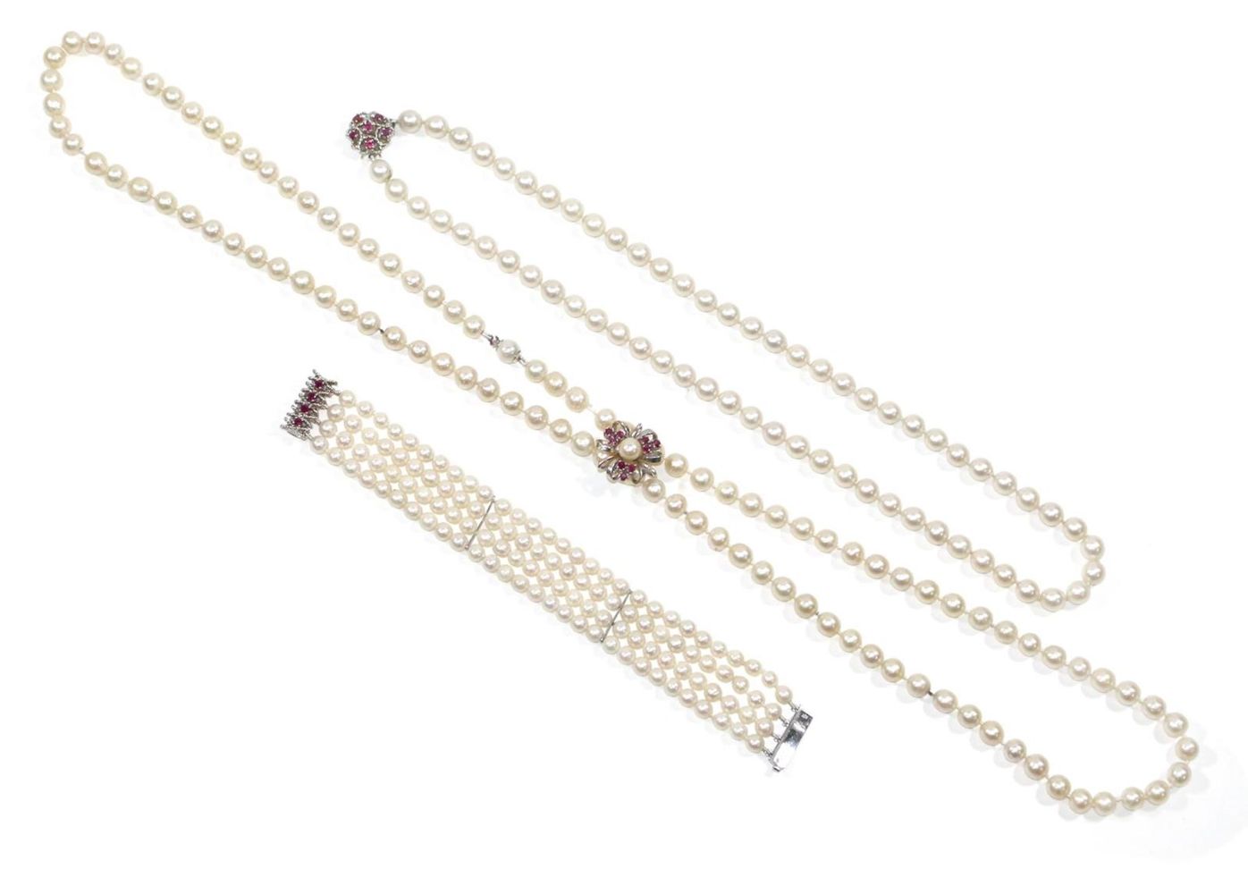 Große Abbildung Nr.1: 127-2135 Perlenset mit 585 WG: (Schmuck, Colliers)