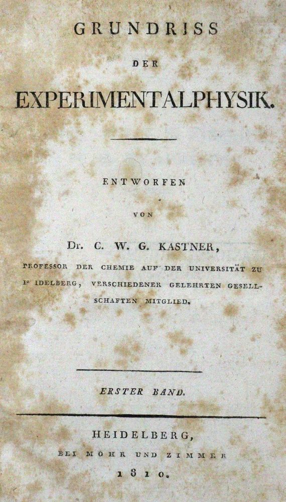 Große Abbildung Nr.1: 127-225 Kastner,C.W.G.: (Aus der Sammlung Professor Dr.Dr.Johannes Büttner Teil 1)