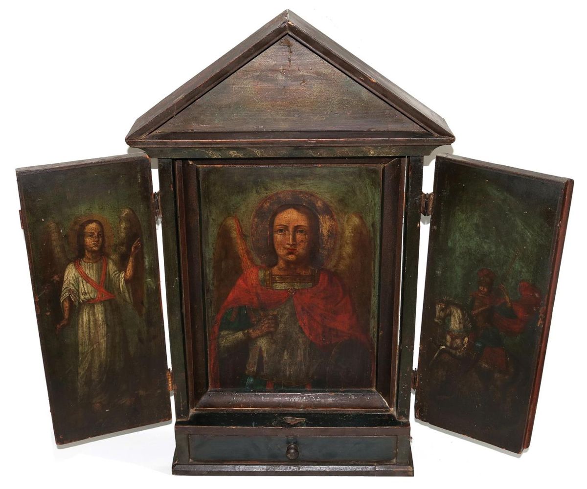Große Abbildung Nr.1: 127-2279 Hausaltar Tryptichon.: (Volkskunst, Religiöse Volkskunst)