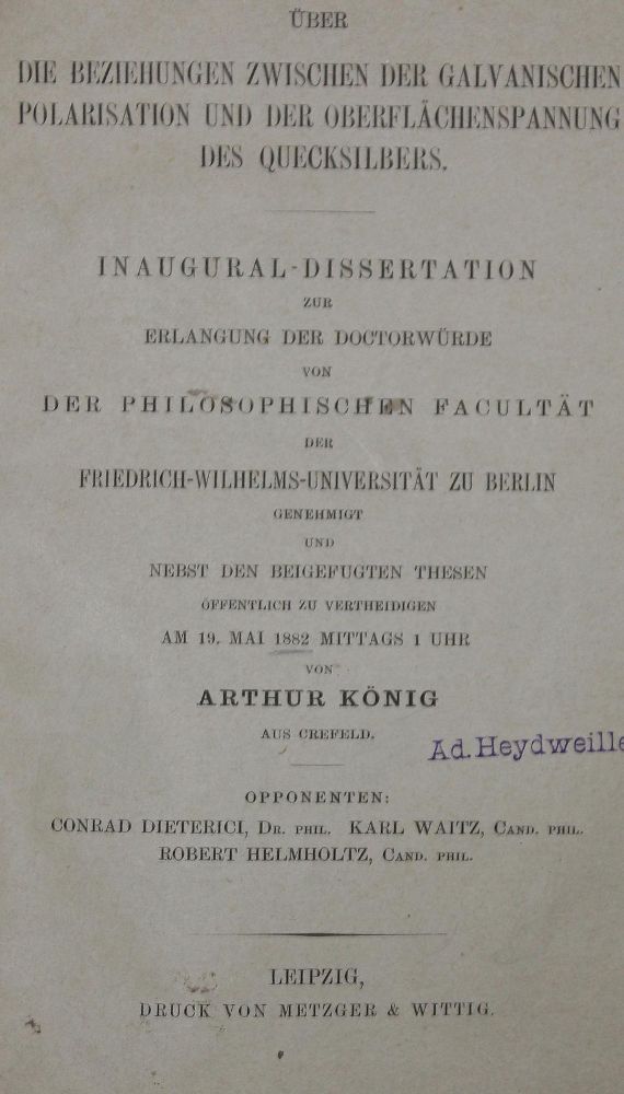 Große Abbildung Nr.1: 127-237 König,A.: (Aus der Sammlung Professor Dr.Dr.Johannes Büttner Teil 1)