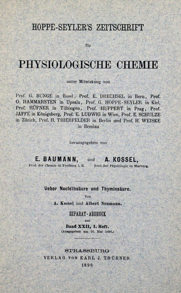 Große Abbildung Nr.1: 127-248 Kossel,A.: (Aus der Sammlung Professor Dr.Dr.Johannes Büttner Teil 1)