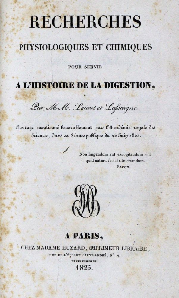 Große Abbildung Nr.1: 127-275 Leuret,(F.). u. (J.L.)Lassaigne.: (Aus der Sammlung Professor Dr.Dr.Johannes Büttner Teil 1)
