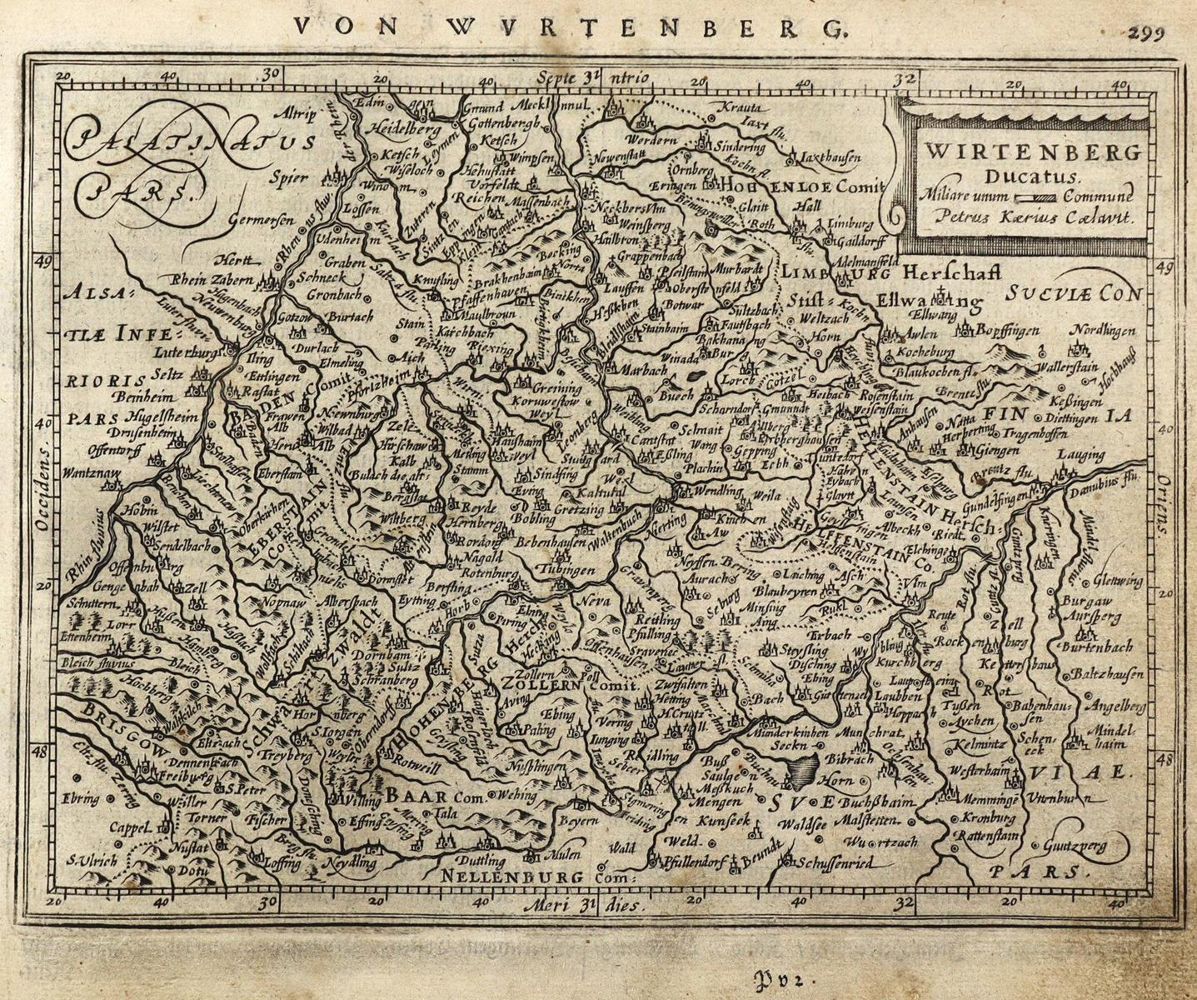 Große Abbildung Nr.1: 127-2885 Wirtenberg Ducatus. - Totius Sveviae (...).: (Deutschland)