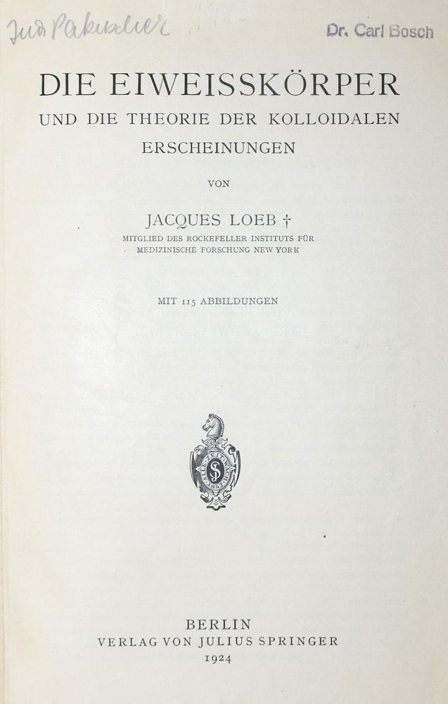 Große Abbildung Nr.1: 127-295 Loeb,J.: (Aus der Sammlung Professor Dr.Dr.Johannes Büttner Teil 1)
