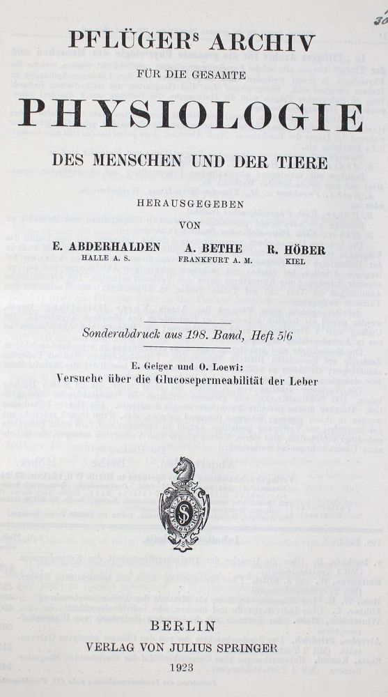 Große Abbildung Nr.1: 127-297 Loewi,O.: (Aus der Sammlung Professor Dr.Dr.Johannes Büttner Teil 1)