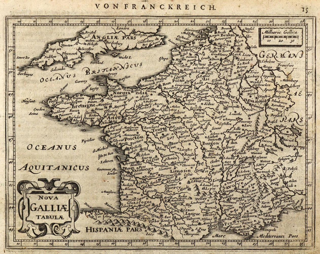 Große Abbildung Nr.1: 127-2981 Nova galiae Tabula. - Picardia. -Bologna Guines com.: (Ausland, Frankreich)