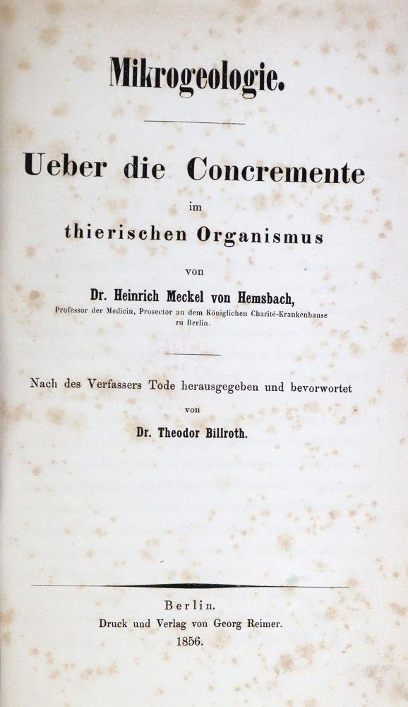 Große Abbildung Nr.1: 127-318 Meckel von Hemsbach,H.: (Aus der Sammlung Professor Dr.Dr.Johannes Büttner Teil 1)