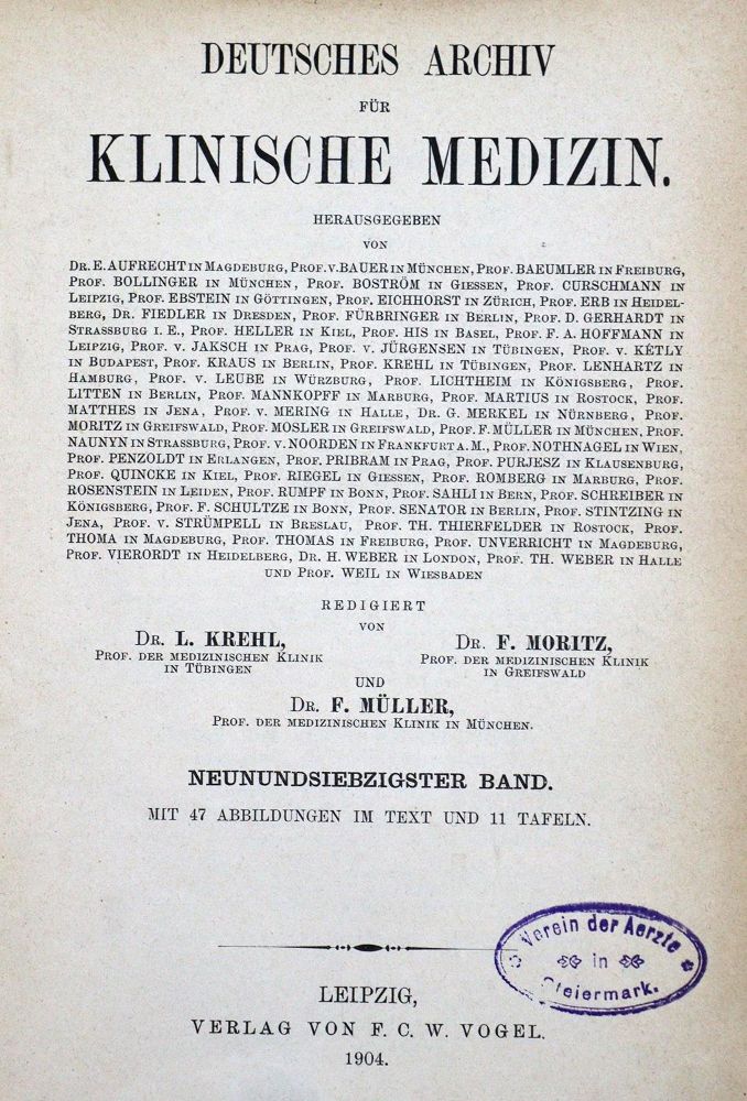 Große Abbildung Nr.1: 127-335 Morawitz,P.: (Aus der Sammlung Professor Dr.Dr.Johannes Büttner Teil 1)