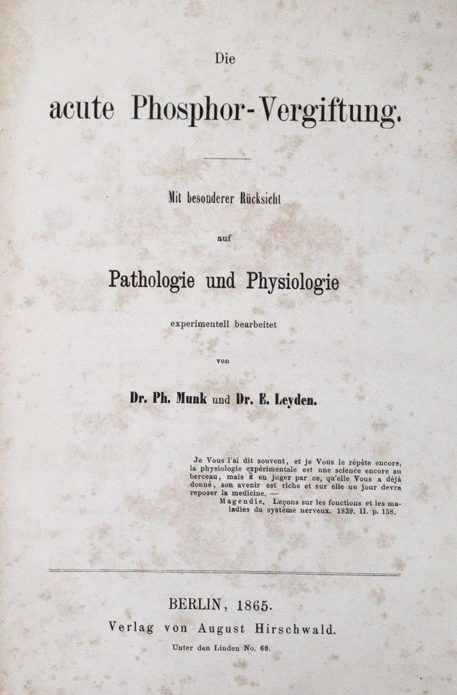 Große Abbildung Nr.1: 127-341 Munk,P. u. E.Leyden.: (Aus der Sammlung Professor Dr.Dr.Johannes Büttner Teil 1)