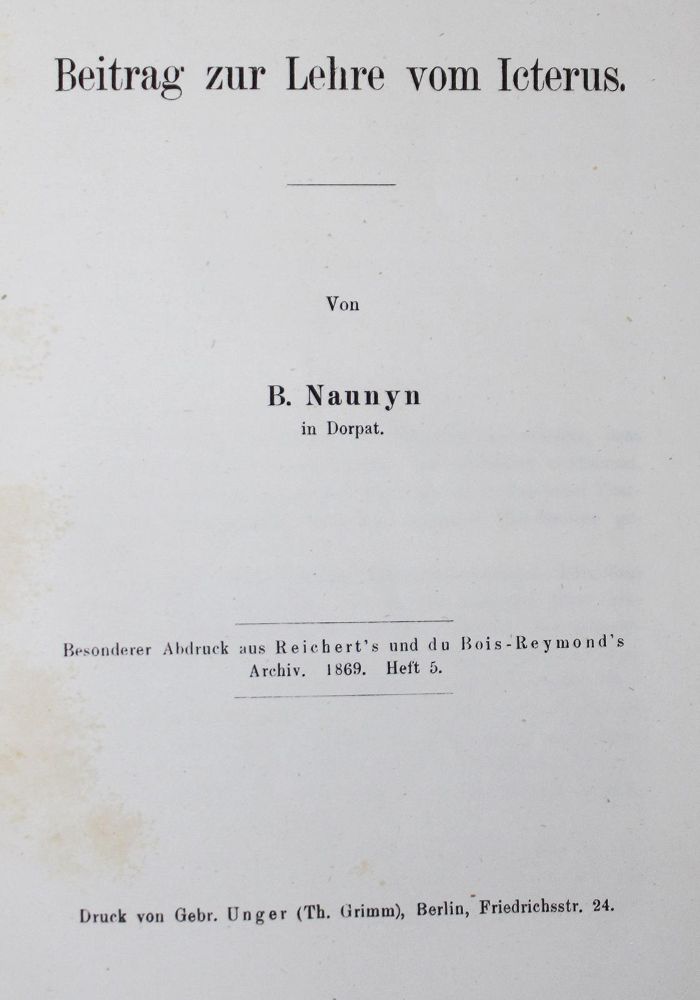 Große Abbildung Nr.1: 127-347 Naunyn,B.: (Aus der Sammlung Professor Dr.Dr.Johannes Büttner Teil 1)