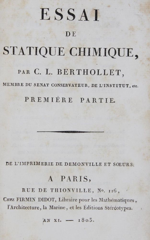 Große Abbildung Nr.1: 127-35 Berthollet,C.L.: (Aus der Sammlung Professor Dr.Dr.Johannes Büttner Teil 1)