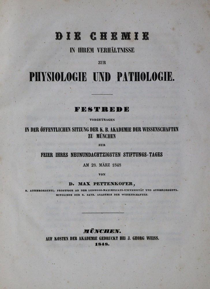 Große Abbildung Nr.1: 127-363 Pettenkofer,M.v.: (Aus der Sammlung Professor Dr.Dr.Johannes Büttner Teil 1)