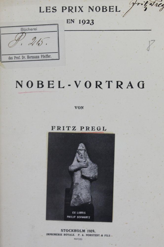 Große Abbildung Nr.1: 127-374 Pregl,F.: (Aus der Sammlung Professor Dr.Dr.Johannes Büttner Teil 1)