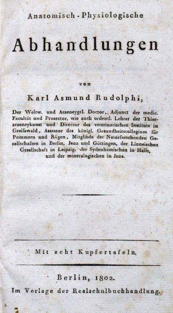 Große Abbildung Nr.1: 127-395 Rudolphi,K.A.: (Aus der Sammlung Professor Dr.Dr.Johannes Büttner Teil 1)