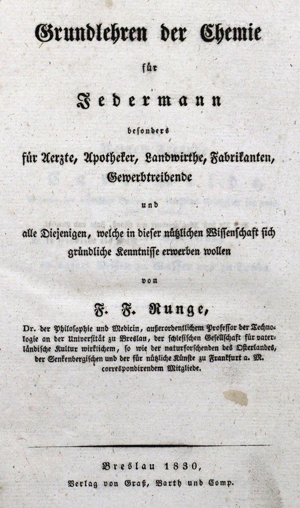 Große Abbildung Nr.1: 127-398 Runge,F.F.: (Aus der Sammlung Professor Dr.Dr.Johannes Büttner Teil 1)