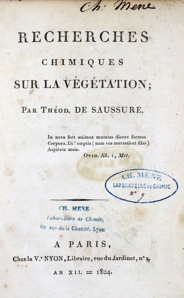 Große Abbildung Nr.2: 127-426 Saussure,N.T.de.: (Aus der Sammlung Professor Dr.Dr.Johannes Büttner Teil 1)