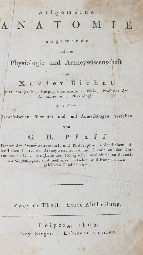 Große Abbildung Nr.1: 127-43 Bichat,X.: (Aus der Sammlung Professor Dr.Dr.Johannes Büttner Teil 1)