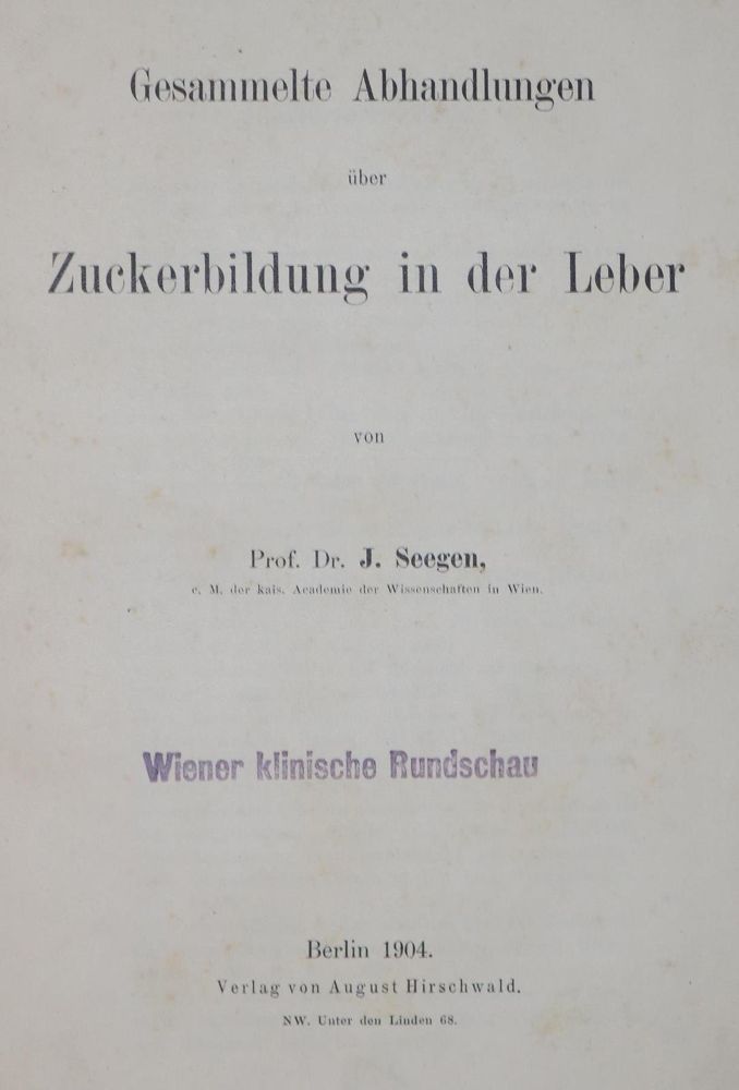 Große Abbildung Nr.1: 127-441 Seegen,J.: (Aus der Sammlung Professor Dr.Dr.Johannes Büttner Teil 1)
