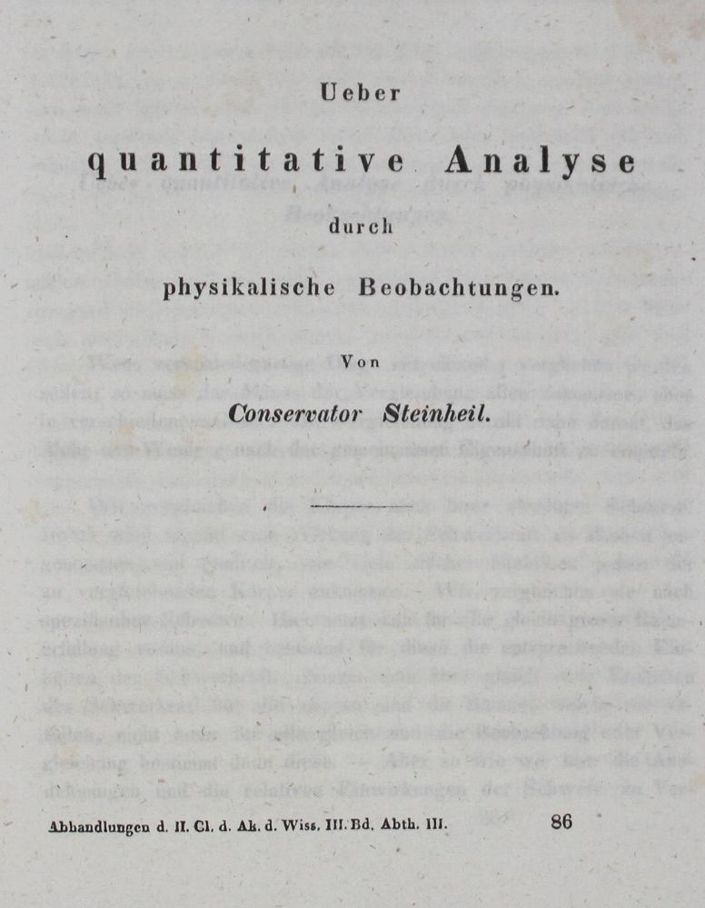 Große Abbildung Nr.1: 127-458 Steinheil,(C.A.).: (Aus der Sammlung Professor Dr.Dr.Johannes Büttner Teil 1)