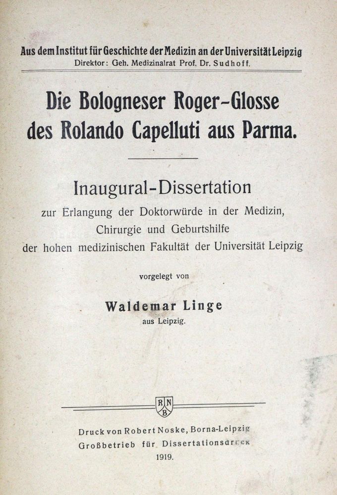 Große Abbildung Nr.1: 127-463 Sudhoff,(K.).: (Aus der Sammlung Professor Dr.Dr.Johannes Büttner Teil 1)