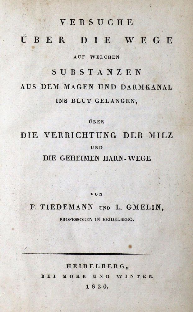 Große Abbildung Nr.1: 127-471 Tiedemann,F. u. L.Gmelin.: (Aus der Sammlung Professor Dr.Dr.Johannes Büttner Teil 1)