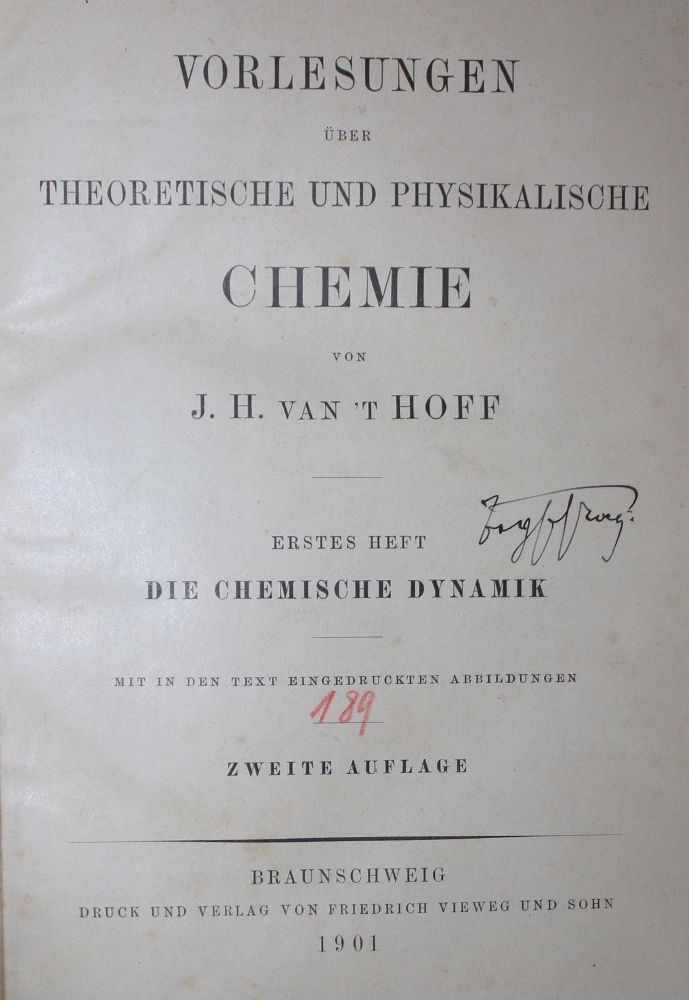 Große Abbildung Nr.1: 127-482 Van't Hoff,J.H.: (Aus der Sammlung Professor Dr.Dr.Johannes Büttner Teil 1)