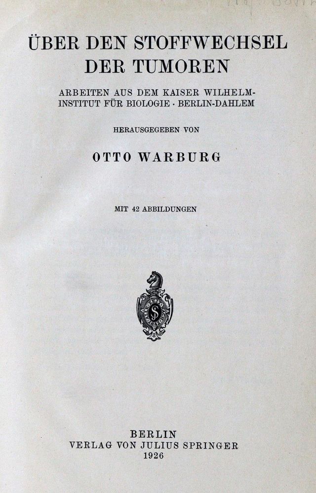 Große Abbildung Nr.1: 127-497 Warburg,O. (Hrsg.).: (Aus der Sammlung Professor Dr.Dr.Johannes Büttner Teil 1)