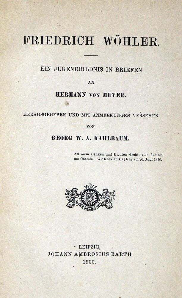 Große Abbildung Nr.1: 127-502 Wöhler,F.: (Aus der Sammlung Professor Dr.Dr.Johannes Büttner Teil 1)
