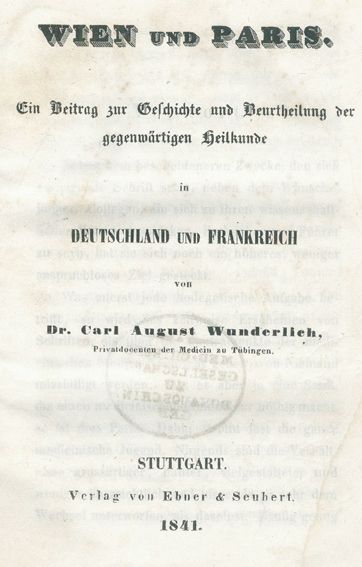 Große Abbildung Nr.1: 127-505 Wunderlich,C.(R.)A.: (Aus der Sammlung Professor Dr.Dr.Johannes Büttner Teil 1)