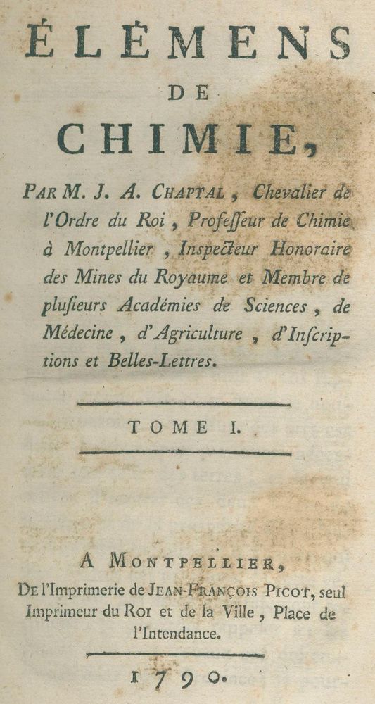 Große Abbildung Nr.1: 127-525 Chaptal,J.A.: (ZZRückgänge Sgl. Prof. Büttner Teil 1)